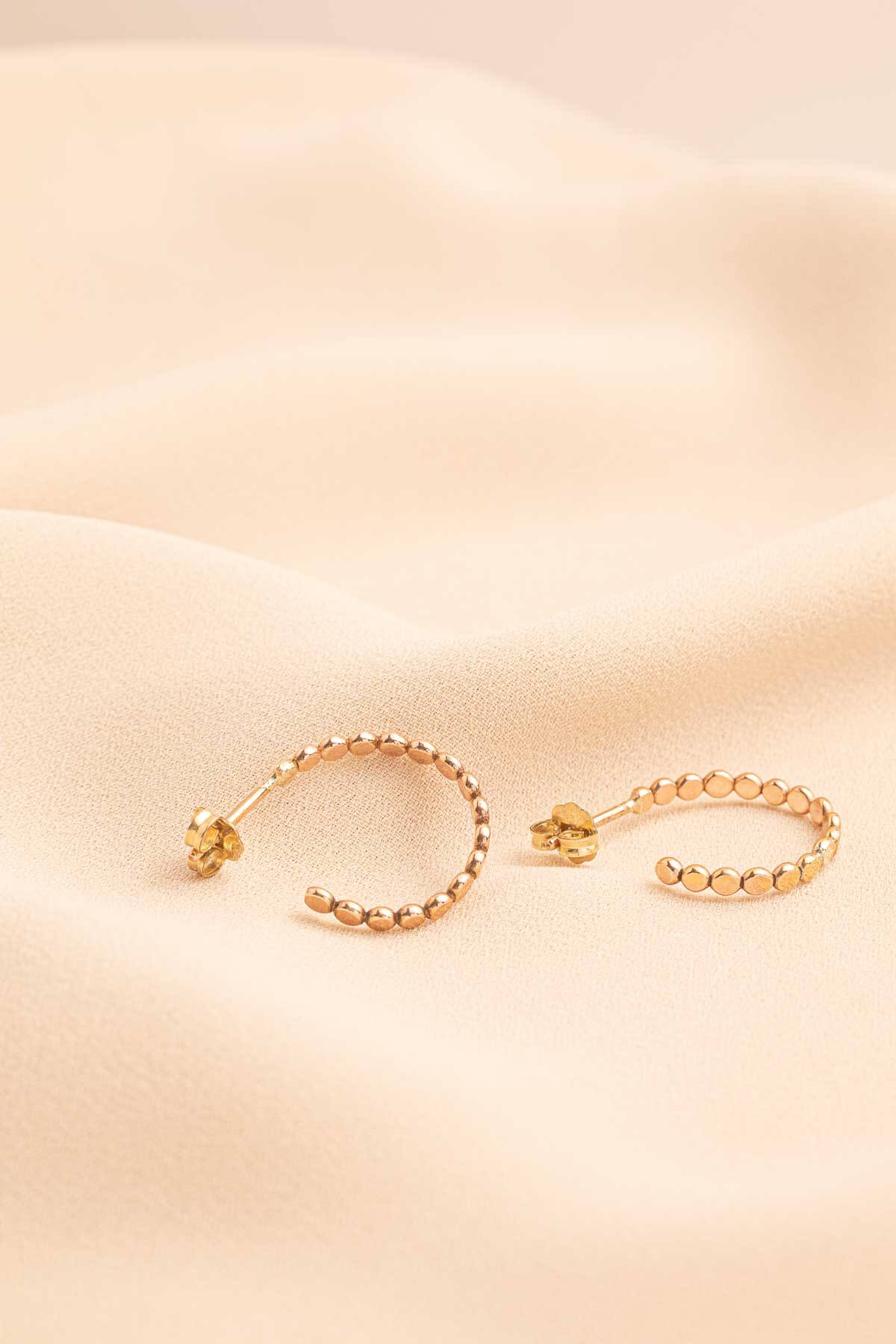 Hervey Hammered Beaded Hoop Dot Earrings