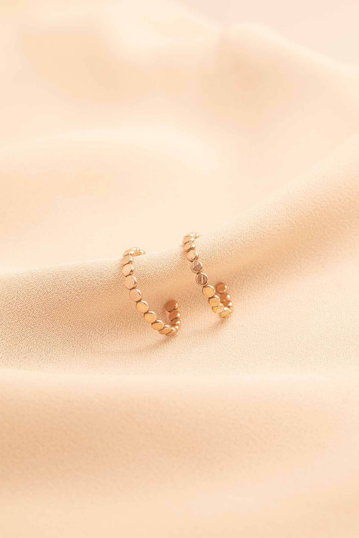 Hervey Hammered Beaded Hoop Dot Earrings
