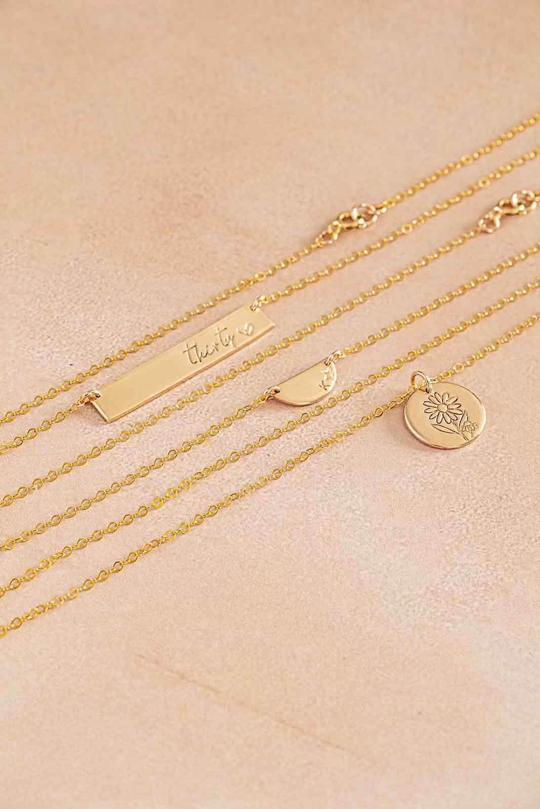 brooklyn bar pendant necklace gold