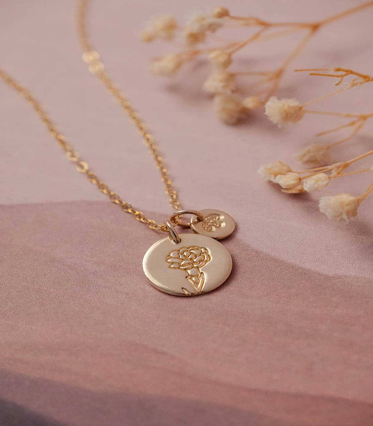 Birth Flower Necklace – Large & Mini Blossom Pendants (12mm & 6mm)
