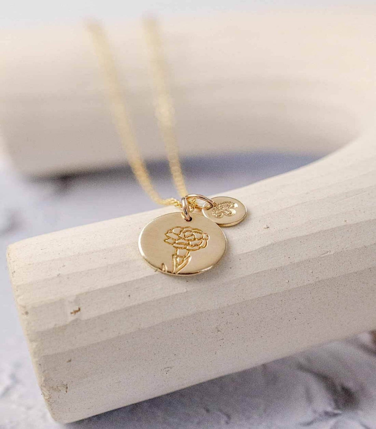 Birth Flower Necklace – Large & Mini Blossom Pendants (12mm & 6mm)