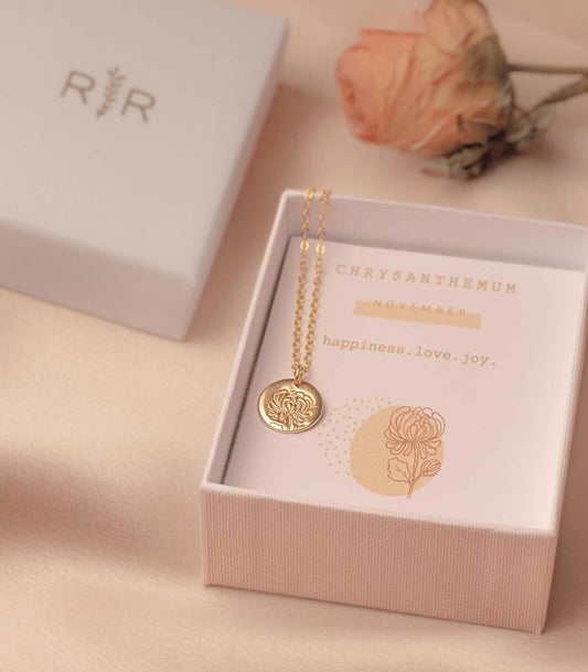 Chrysanthemum - November Birth Flower Necklace