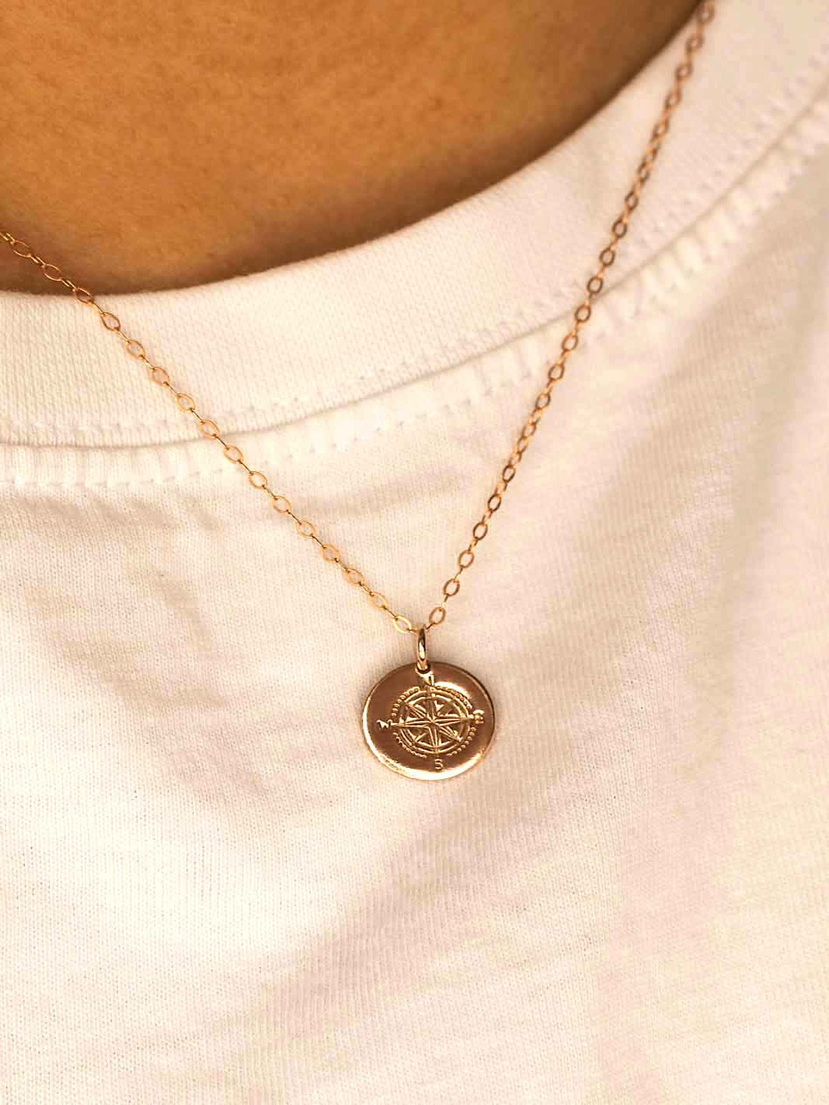 compass pendant necklace in gold