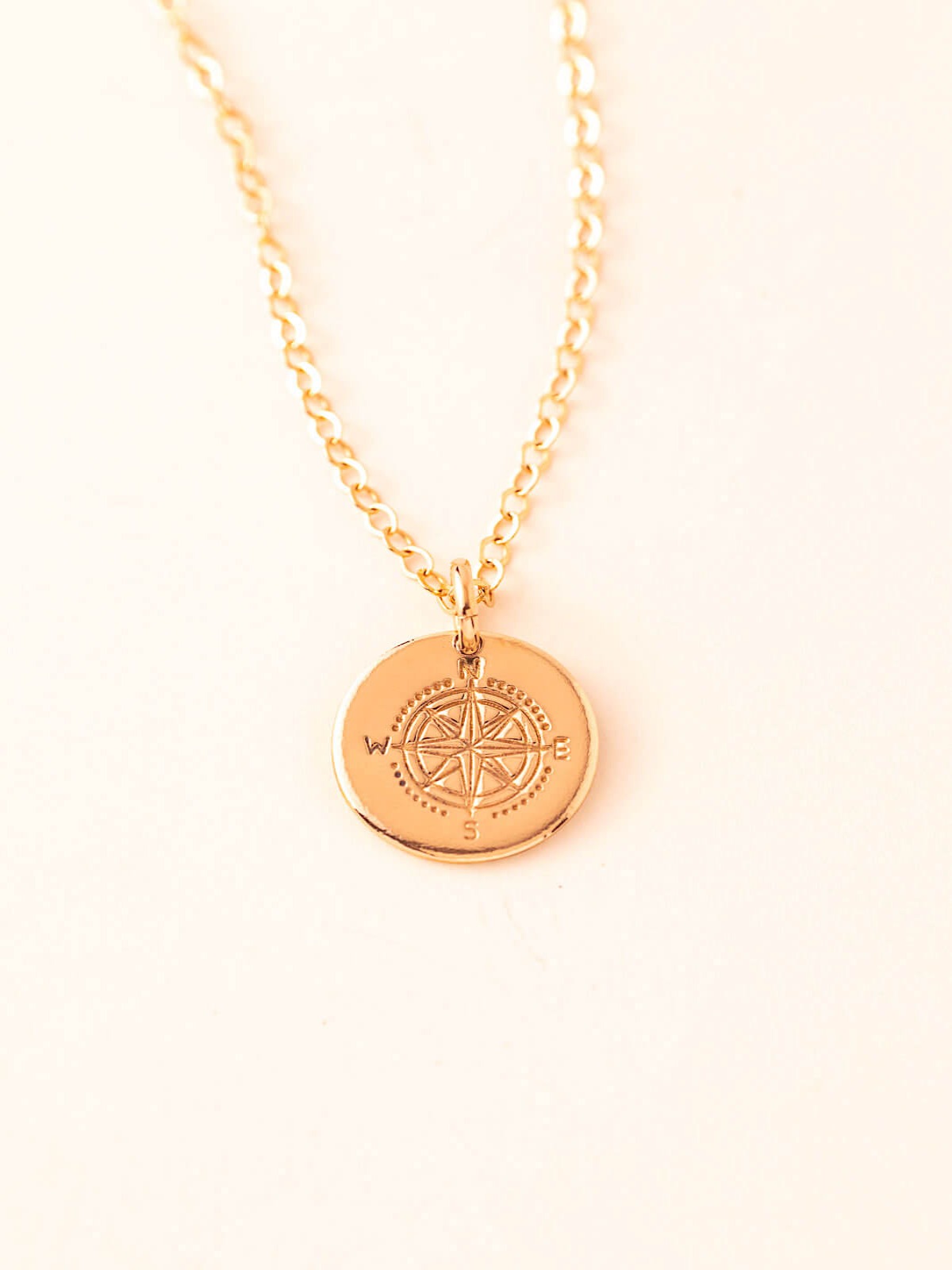compass pendant necklace in gold