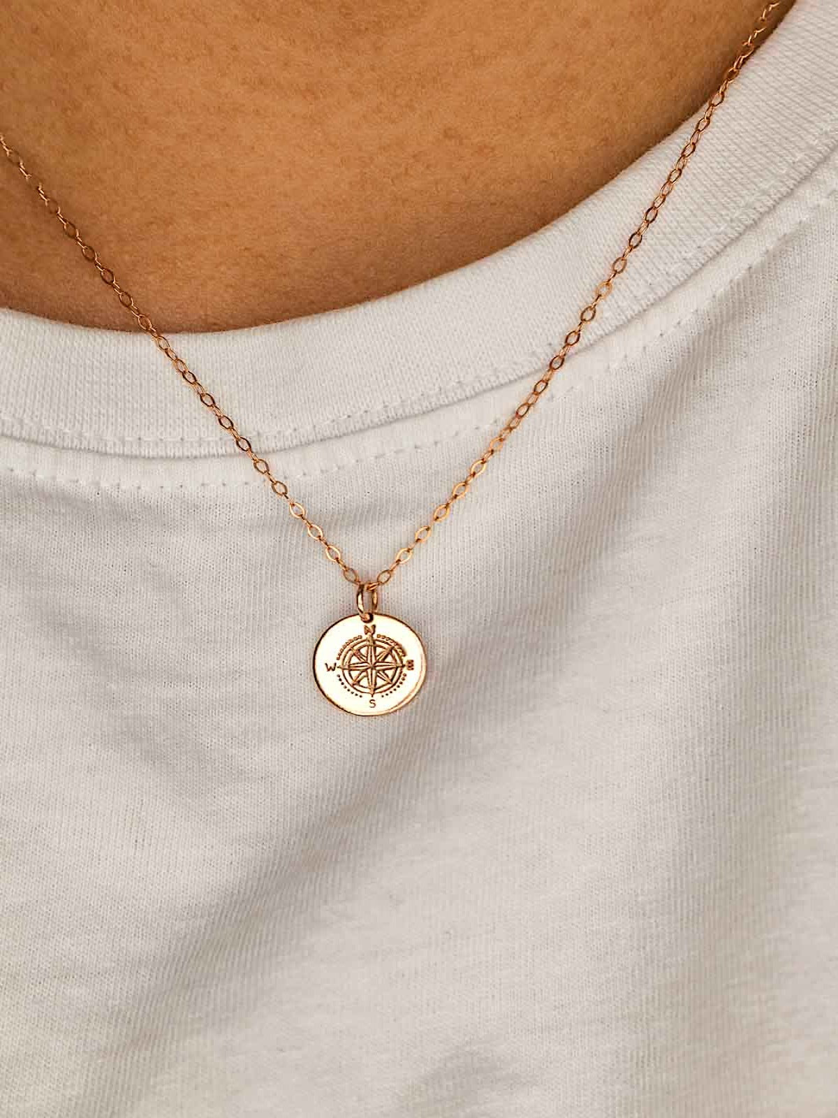 compass pendant necklace in gold