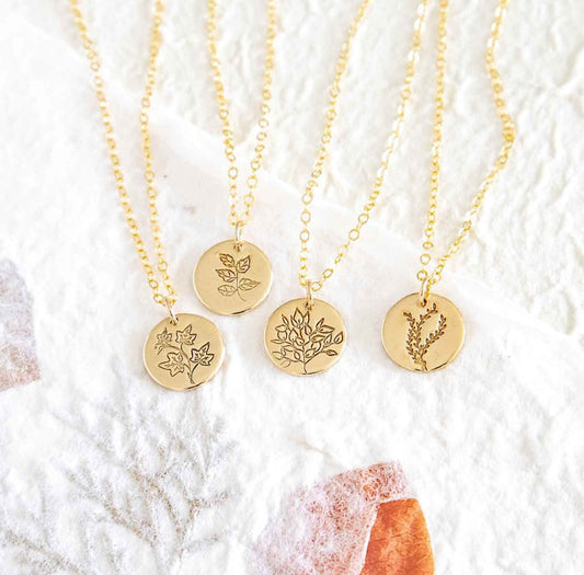 Birch Tree Birth Trees Pendant Necklace Gold