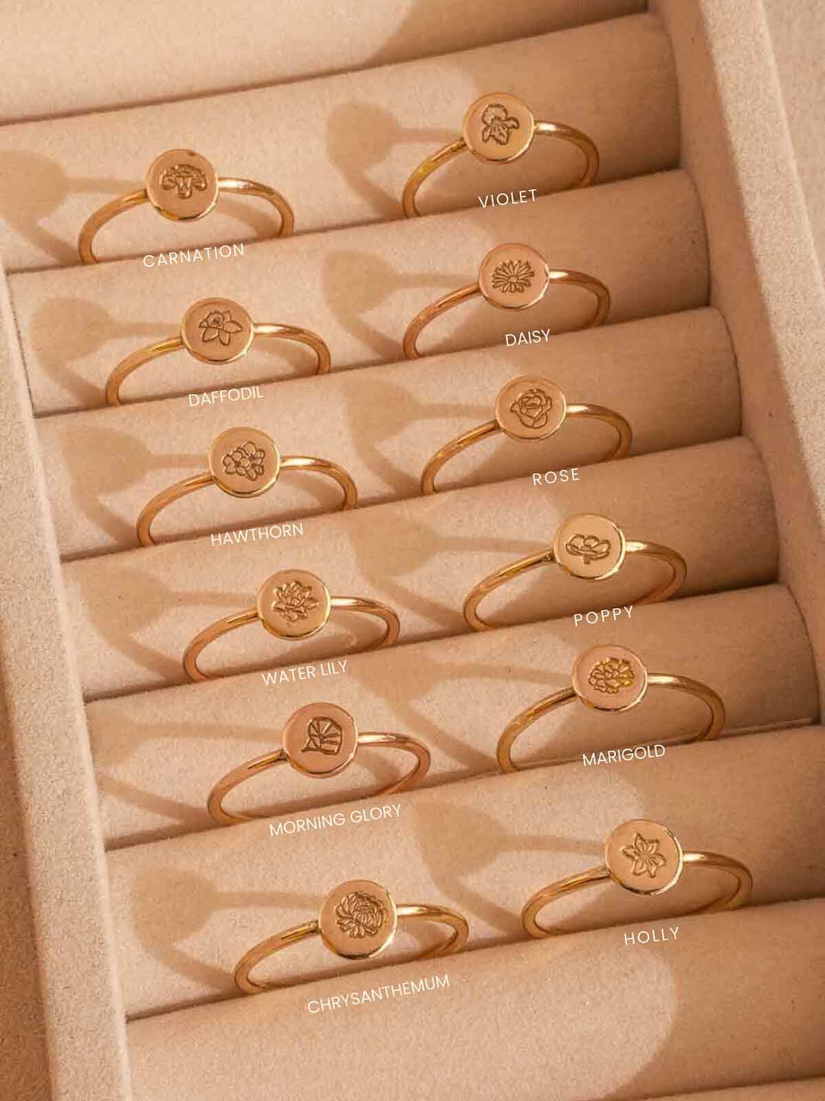 Mini Birth Flower Rings