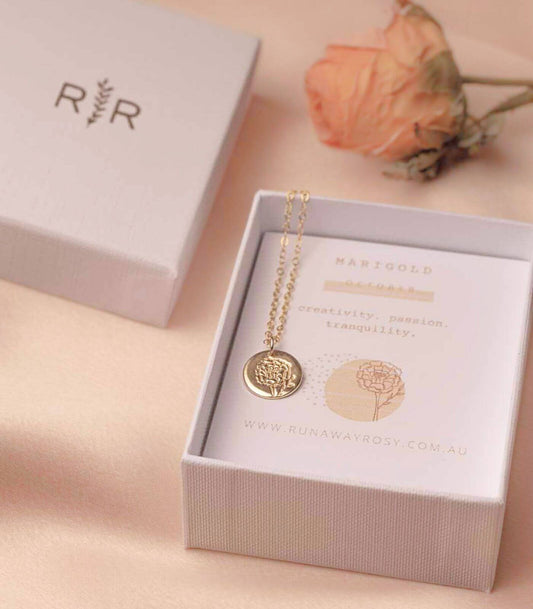 Marigold - October Birth Flower Necklace