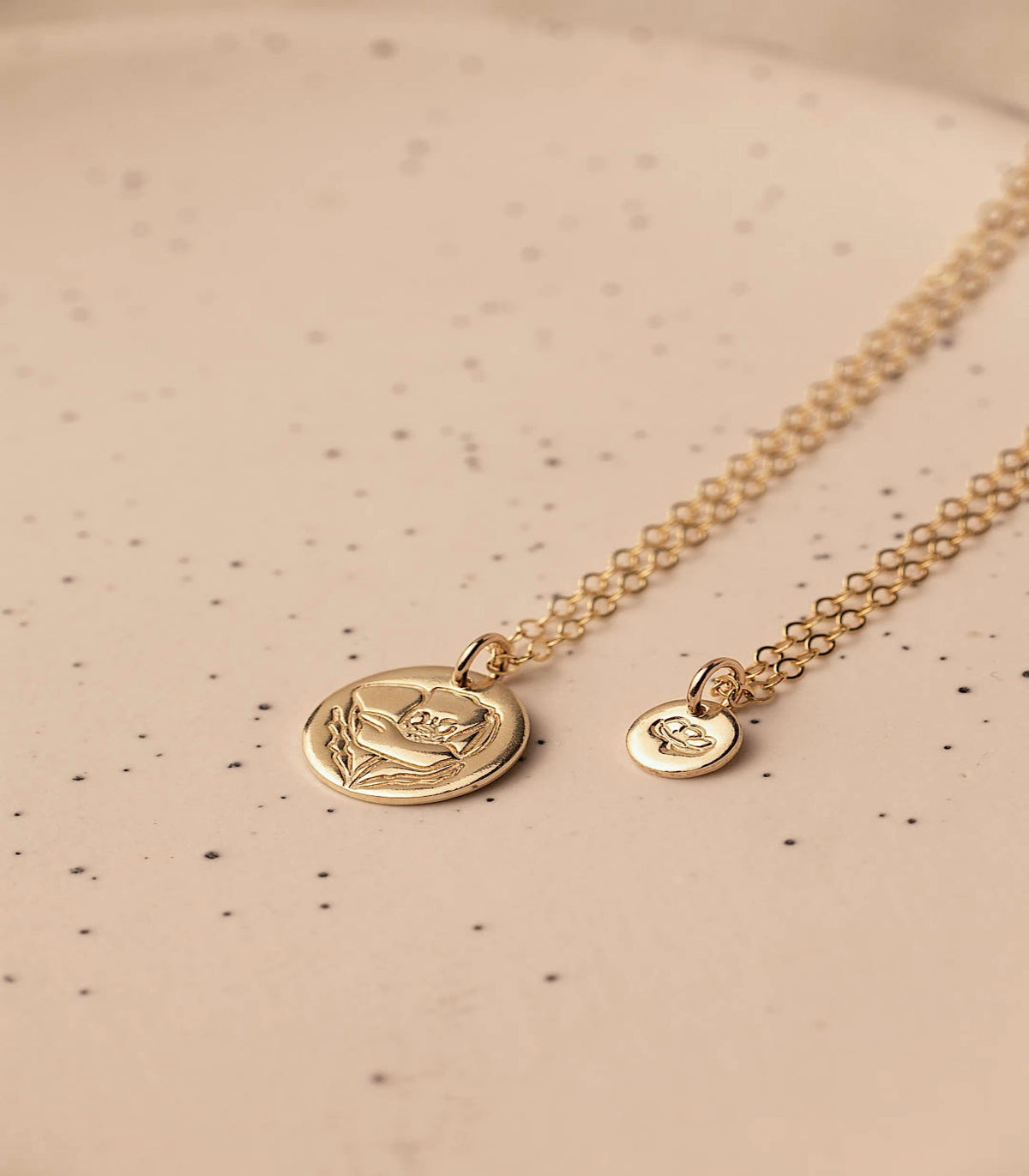 Mini Birth Flower Necklace – Personalised Flower Disc Pendant