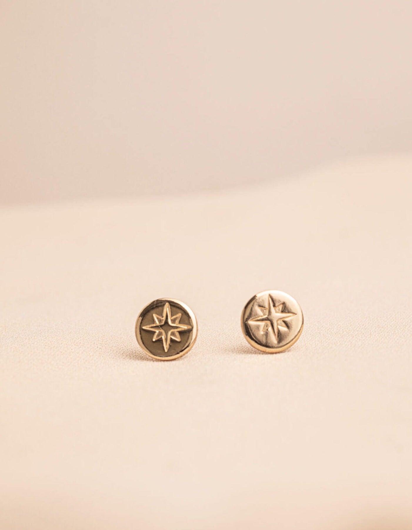 North Star Disc Stud Earrings