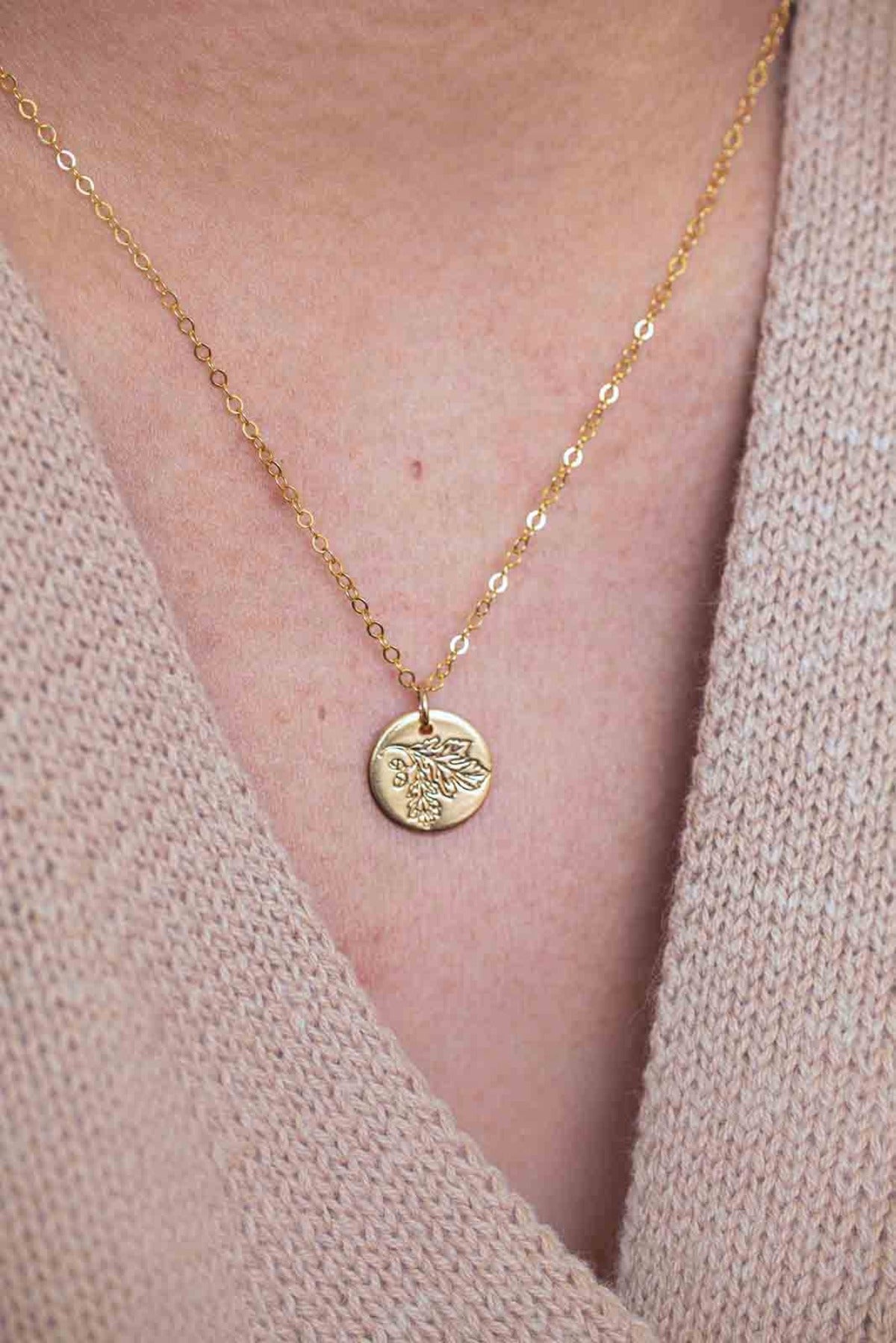 Oak tree brith tree necklace