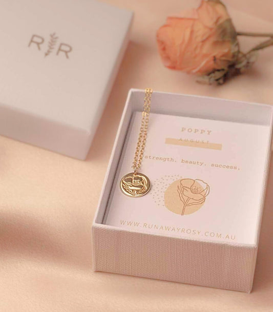 Poppy - August Birth Flower Necklace