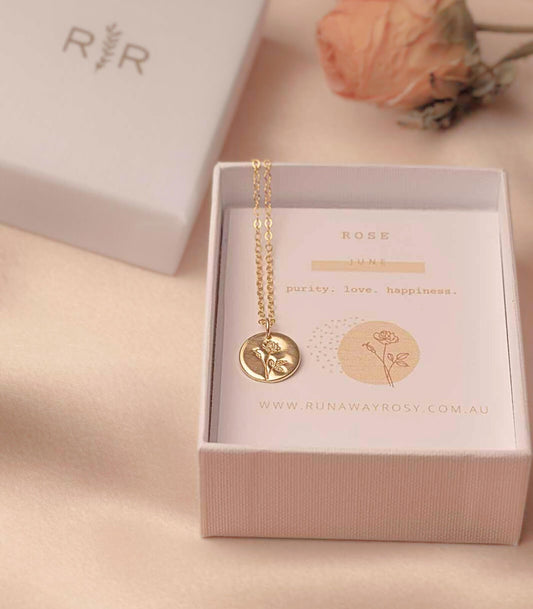 Rose - June Birth Flower Necklace