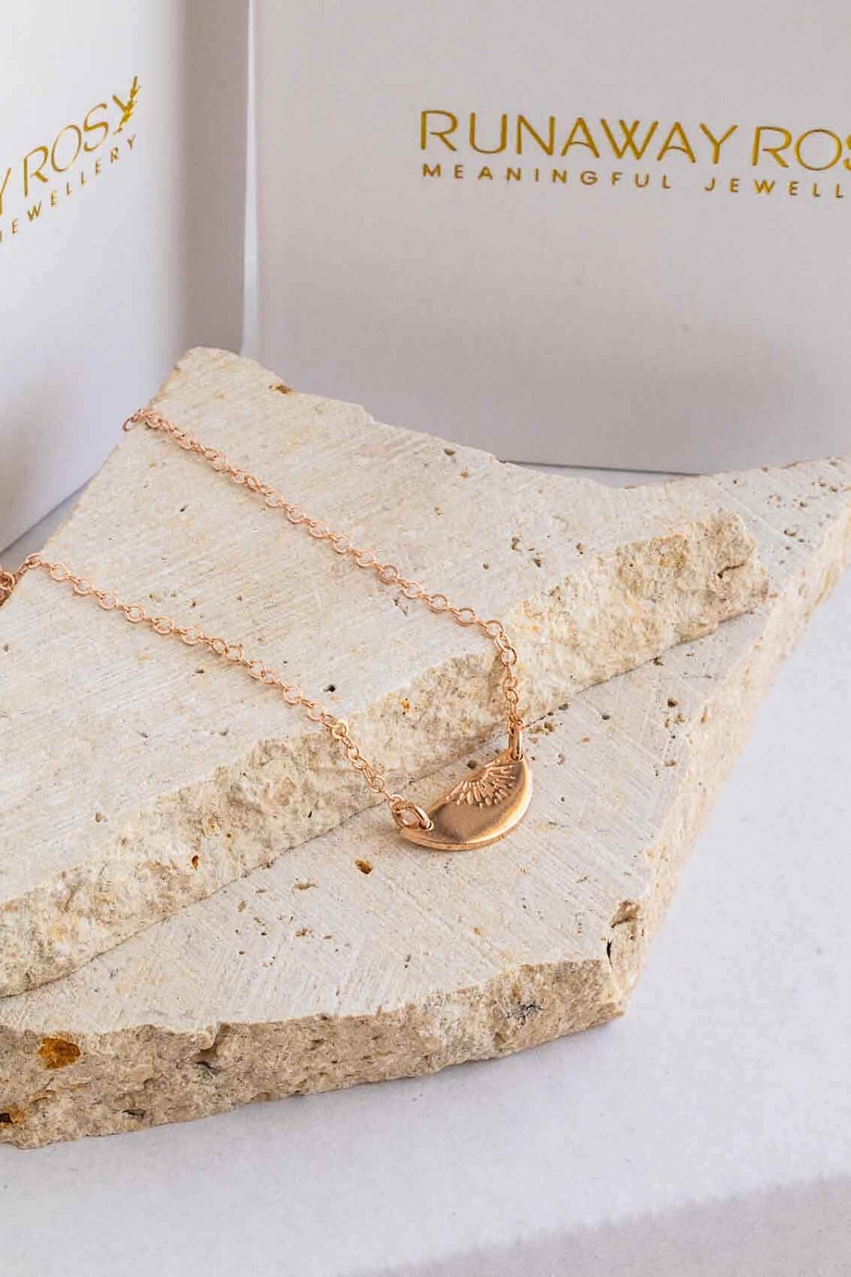 Sunset half circle pendant necklace