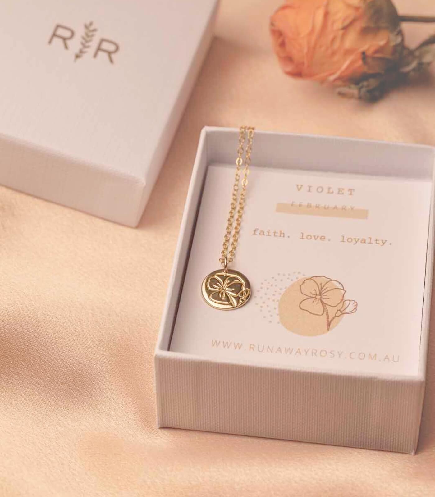 Birth Flower Necklace February Violet – Runaway Rosy