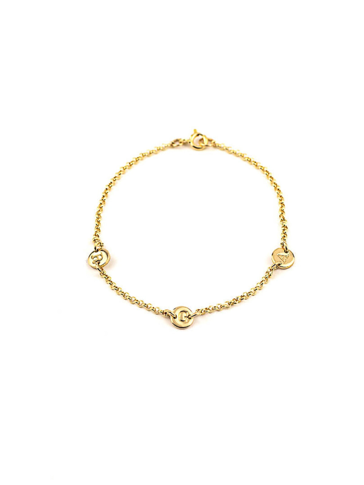 Gold bracelet personalised with letters