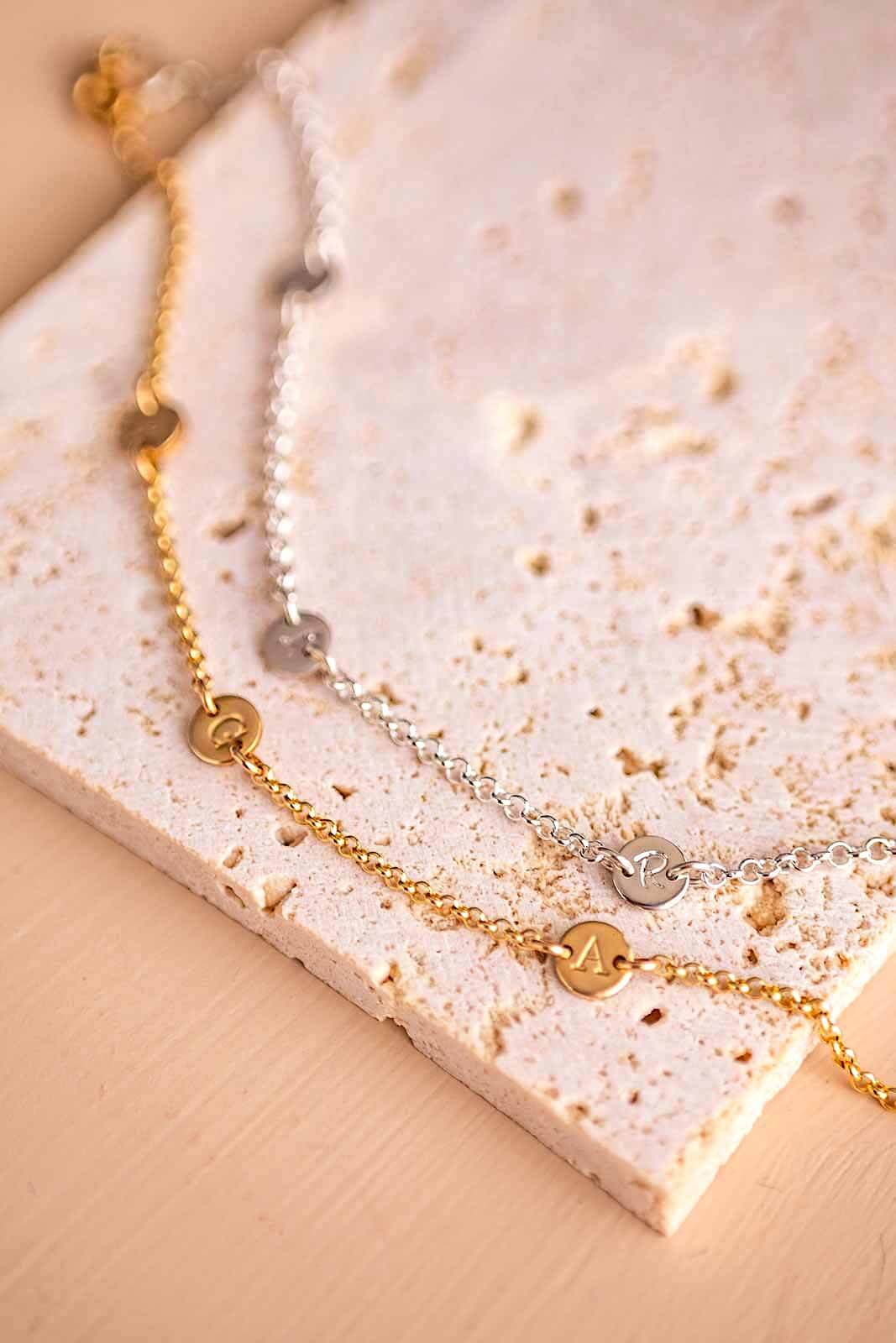 Zara - Triple Tiny Disc Bracelet for Initials