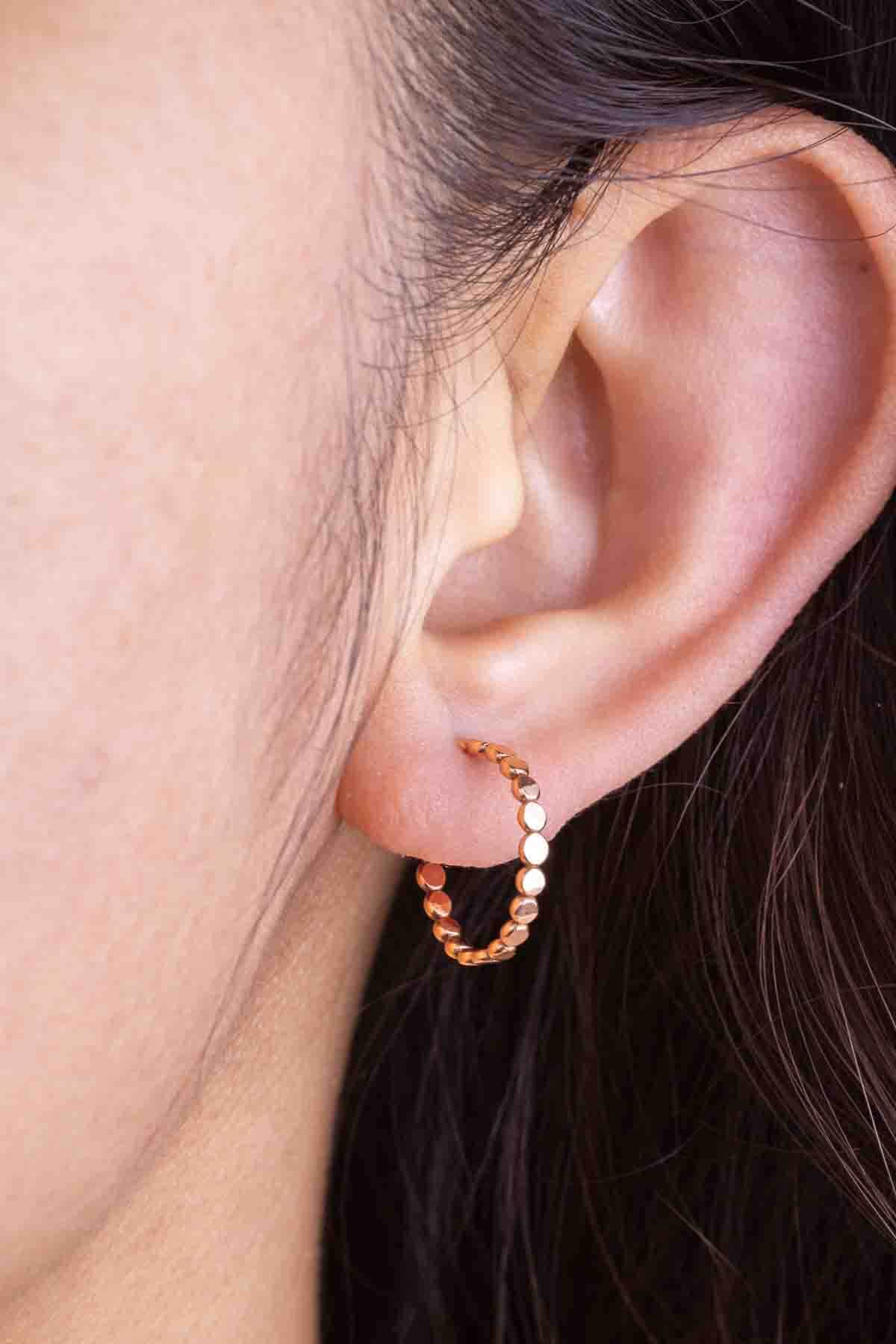 Hervey Hammered Beaded Hoop Dot Earrings