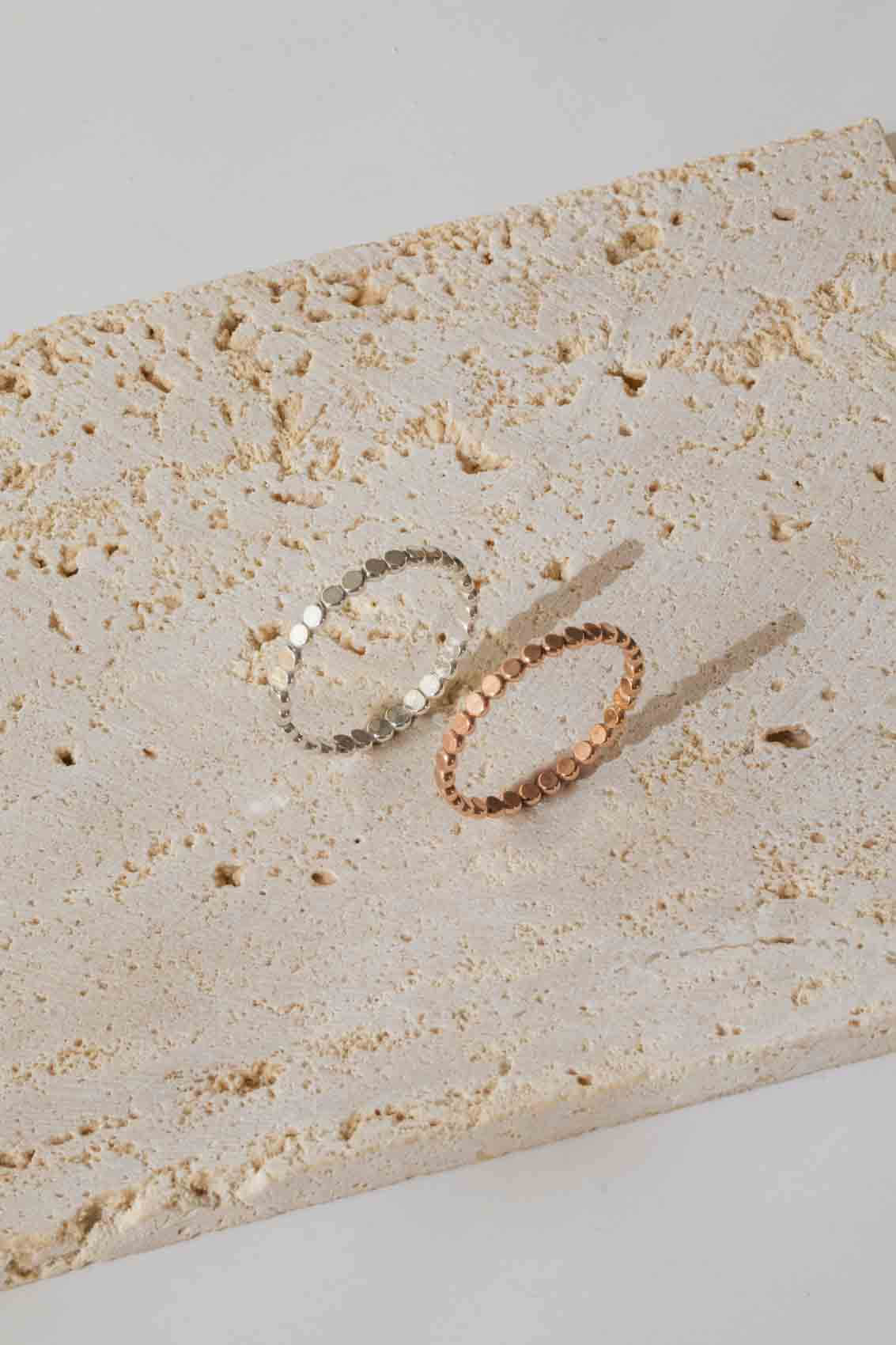 Dainty Hammered Beaded Ring