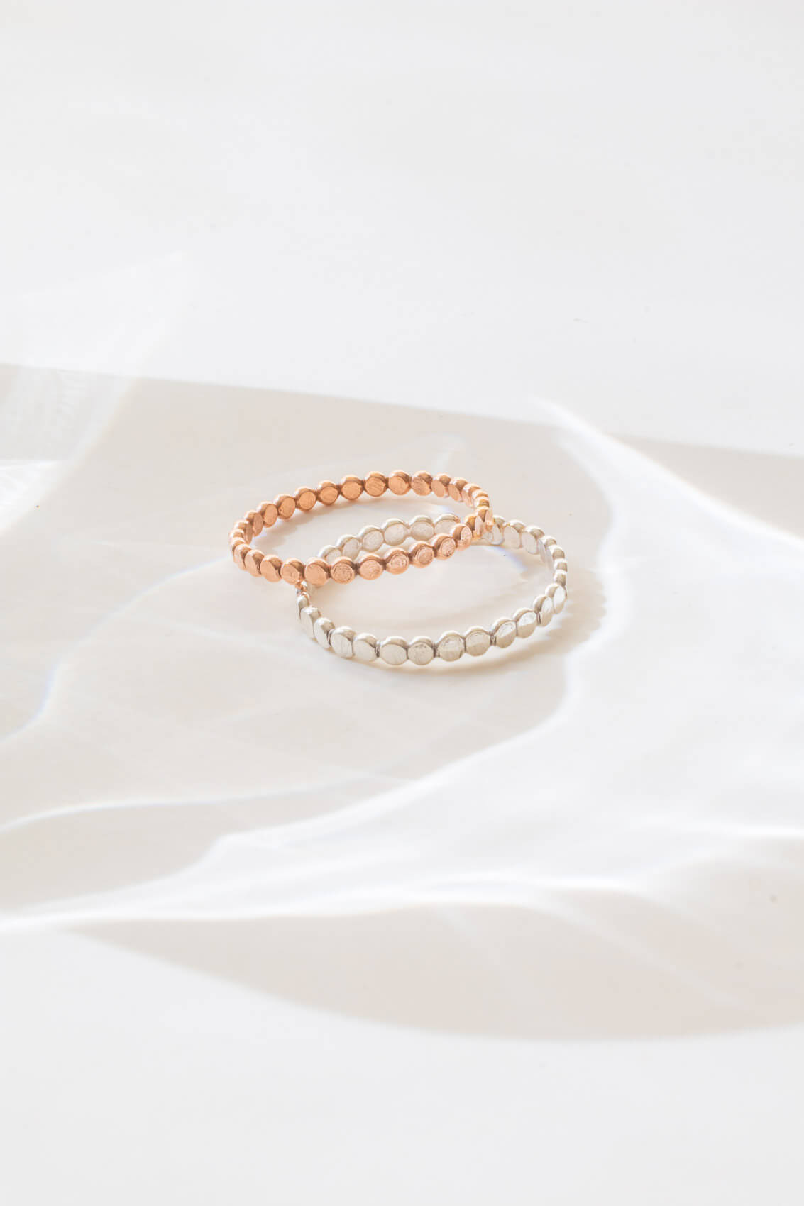 Dainty Hammered Beaded Ring