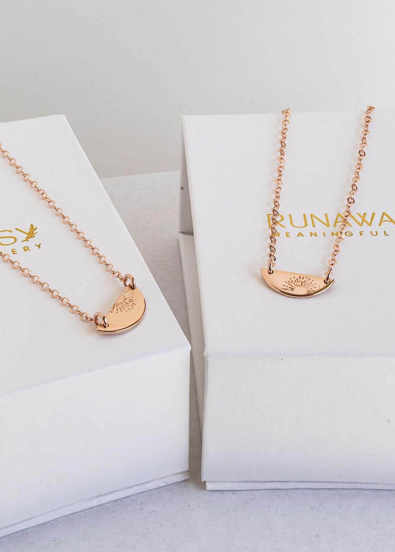 Sunset half circle pendant necklace