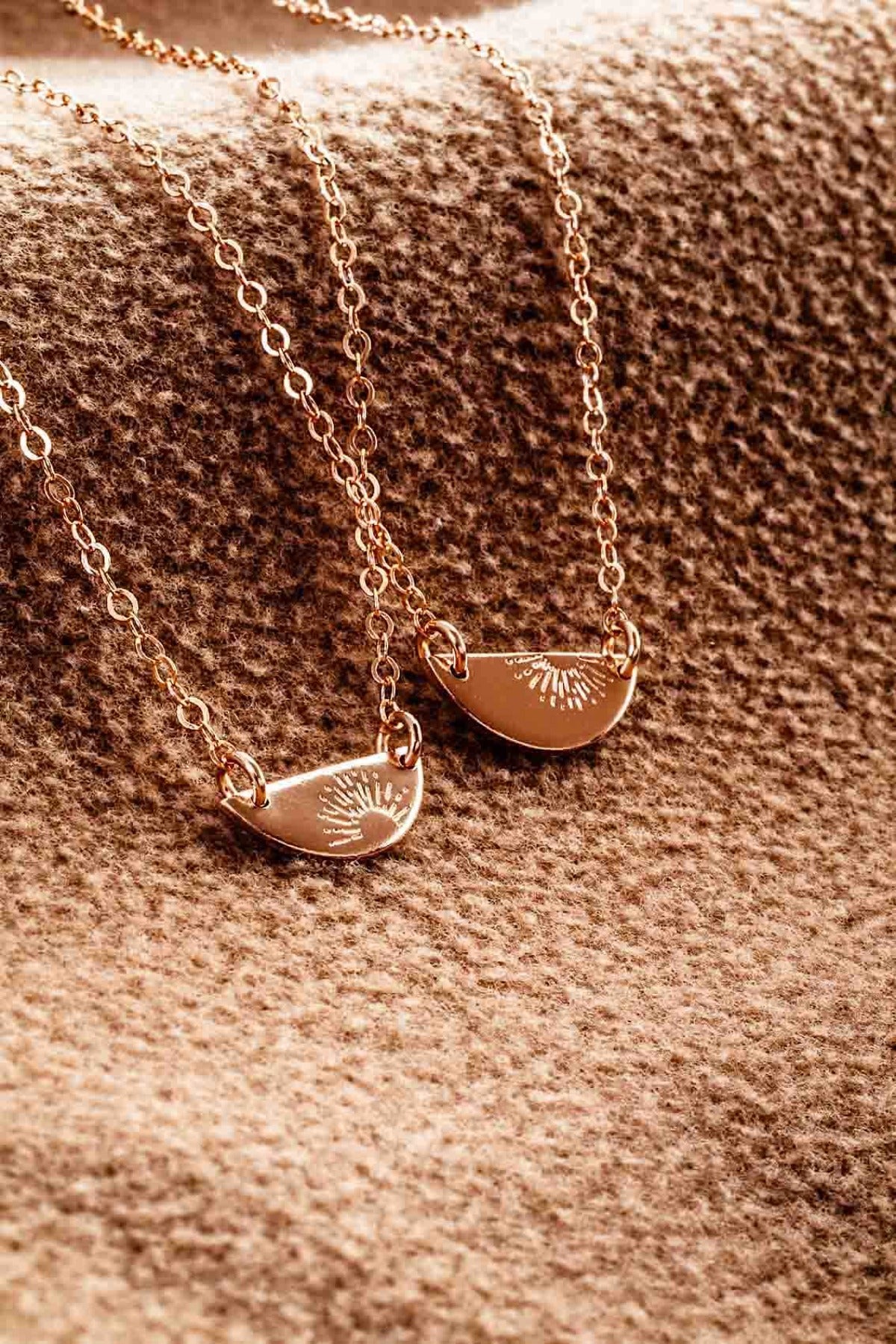 Sunset half circle pendant necklace