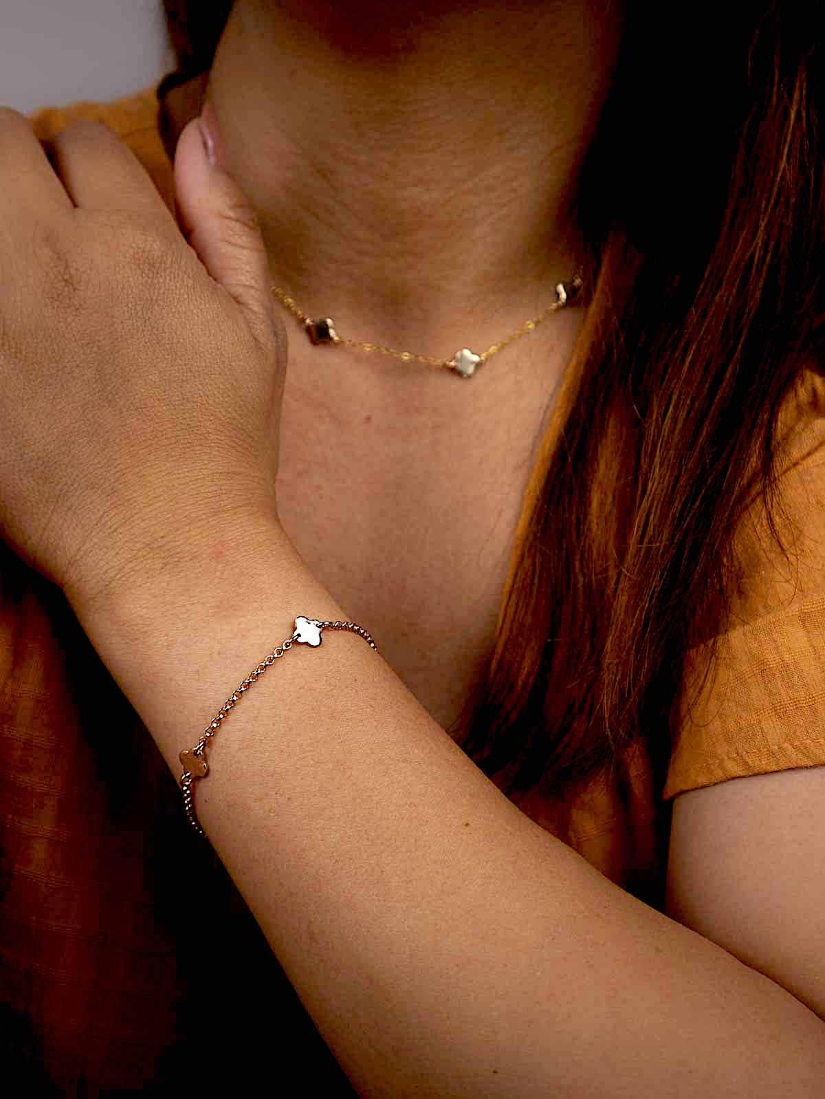 4 leaf clover rose gold bracelet