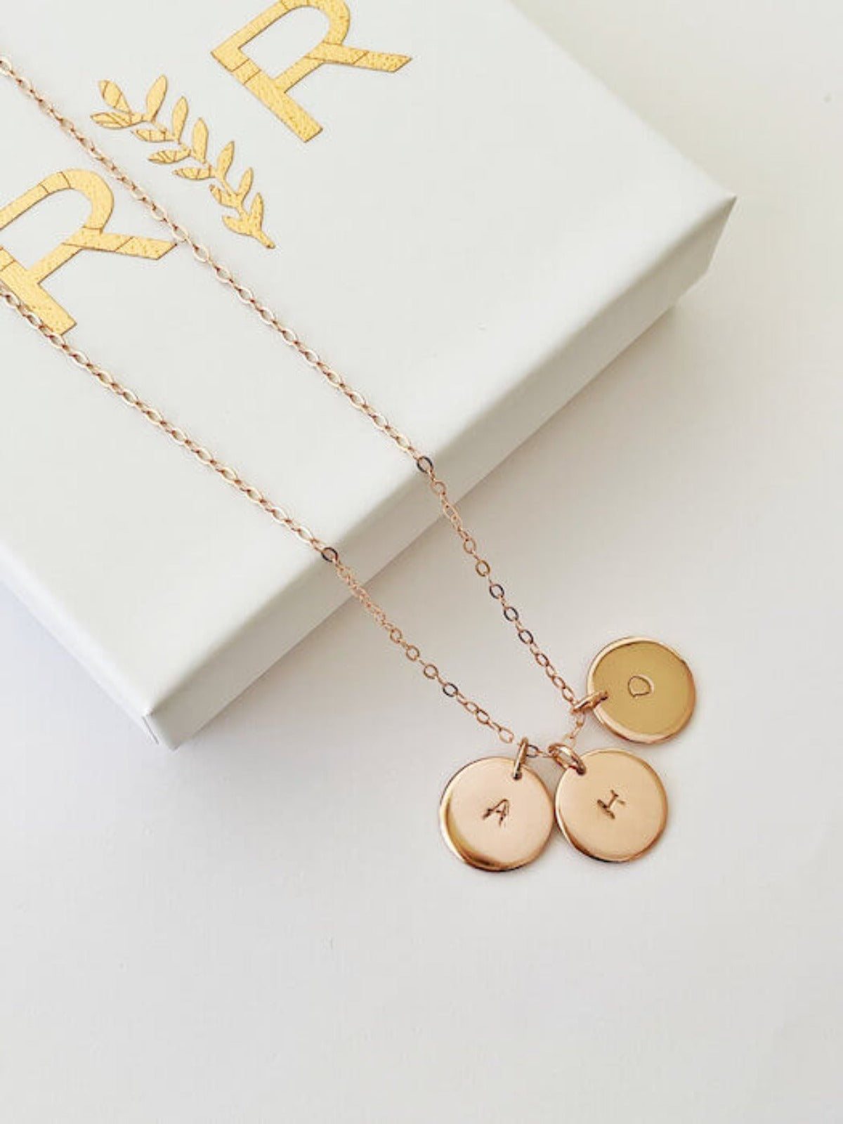 Sydney - Tiny Disc Initials Pendant Necklace