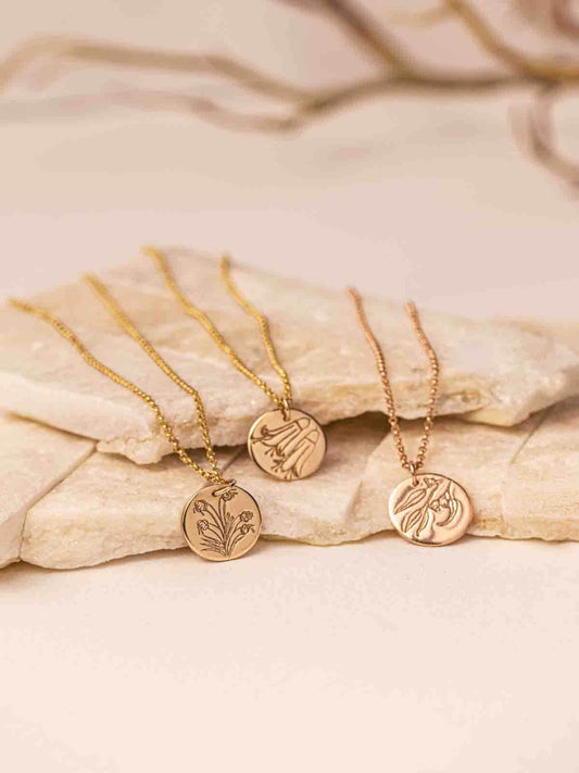 Wooly Bush - Australian Natives Birth Flower Necklace - July