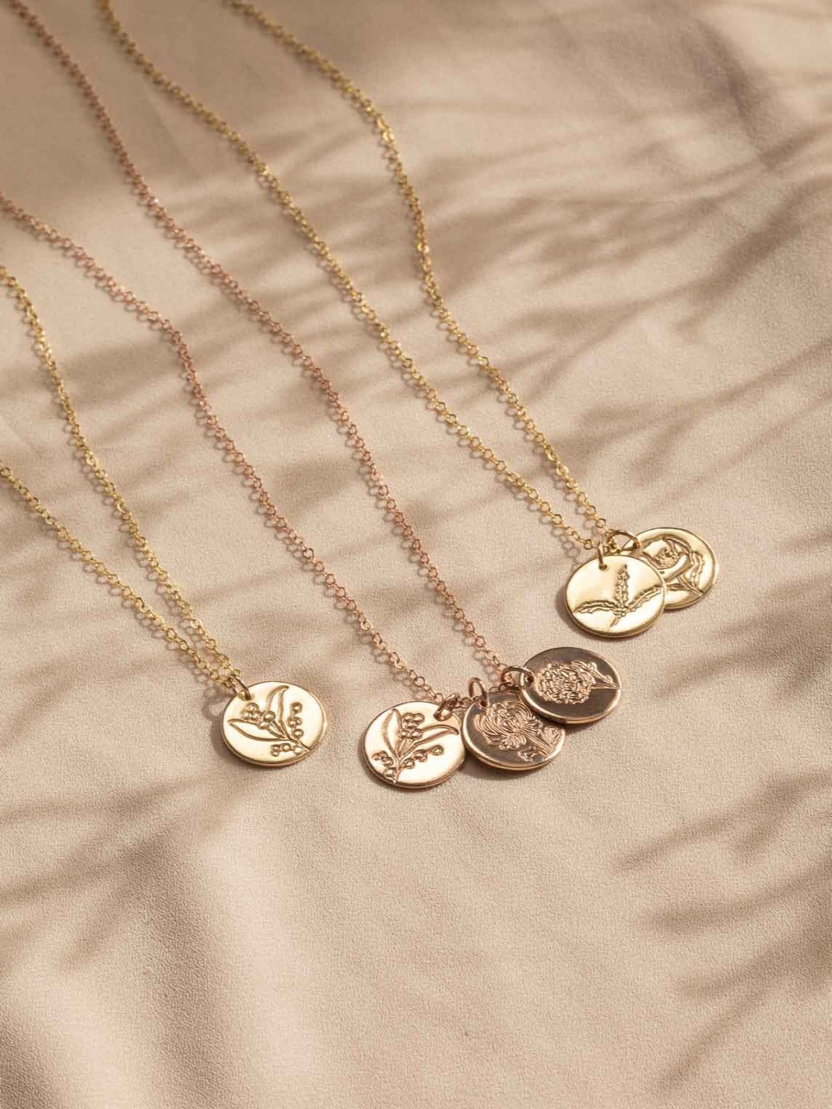 Wattle - September Birth Flower Necklace