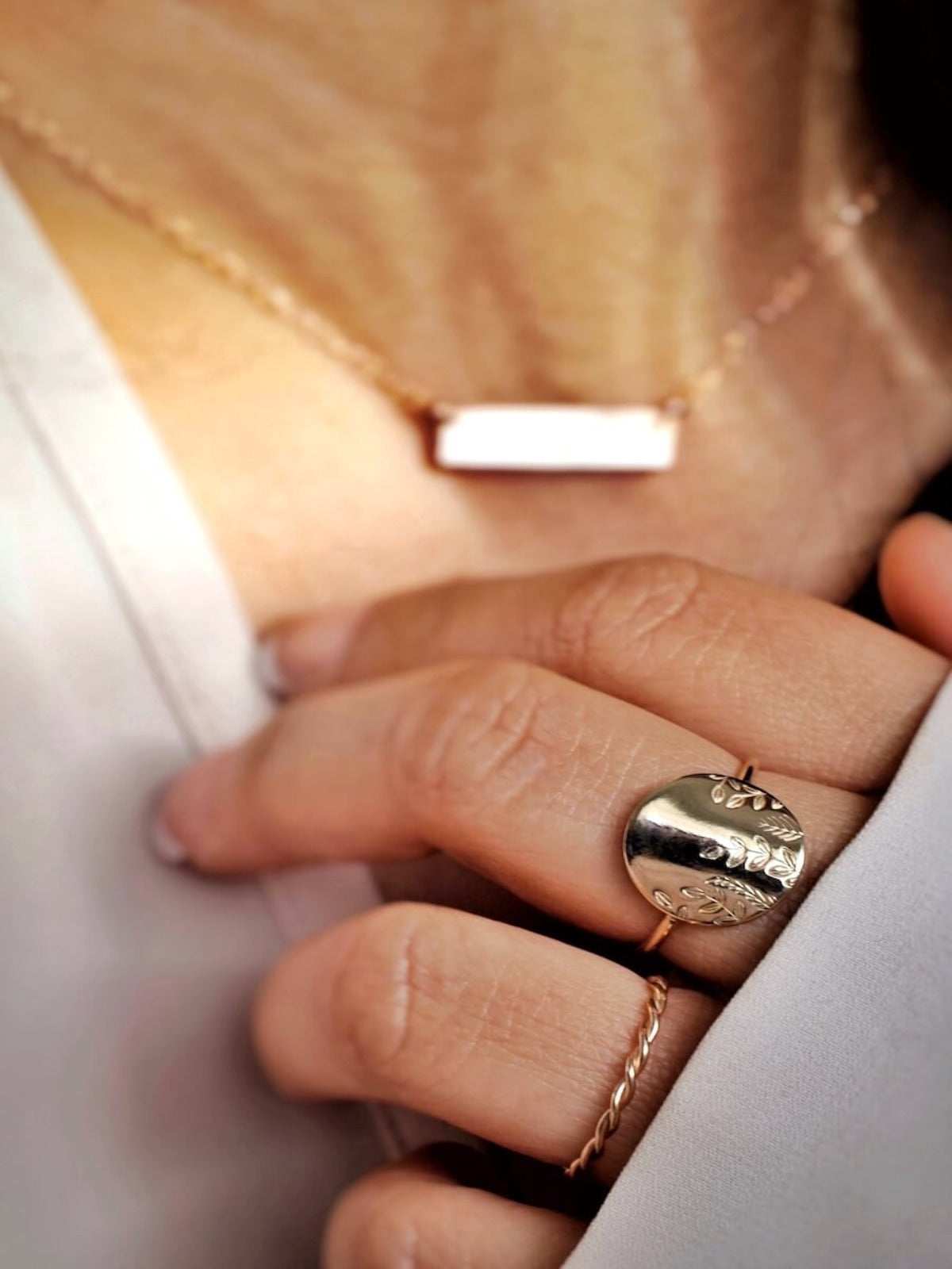 Julia - Floral Statement Disc Ring