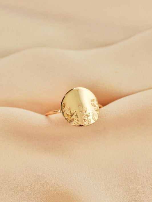 Julia - Floral Statement Disc Ring