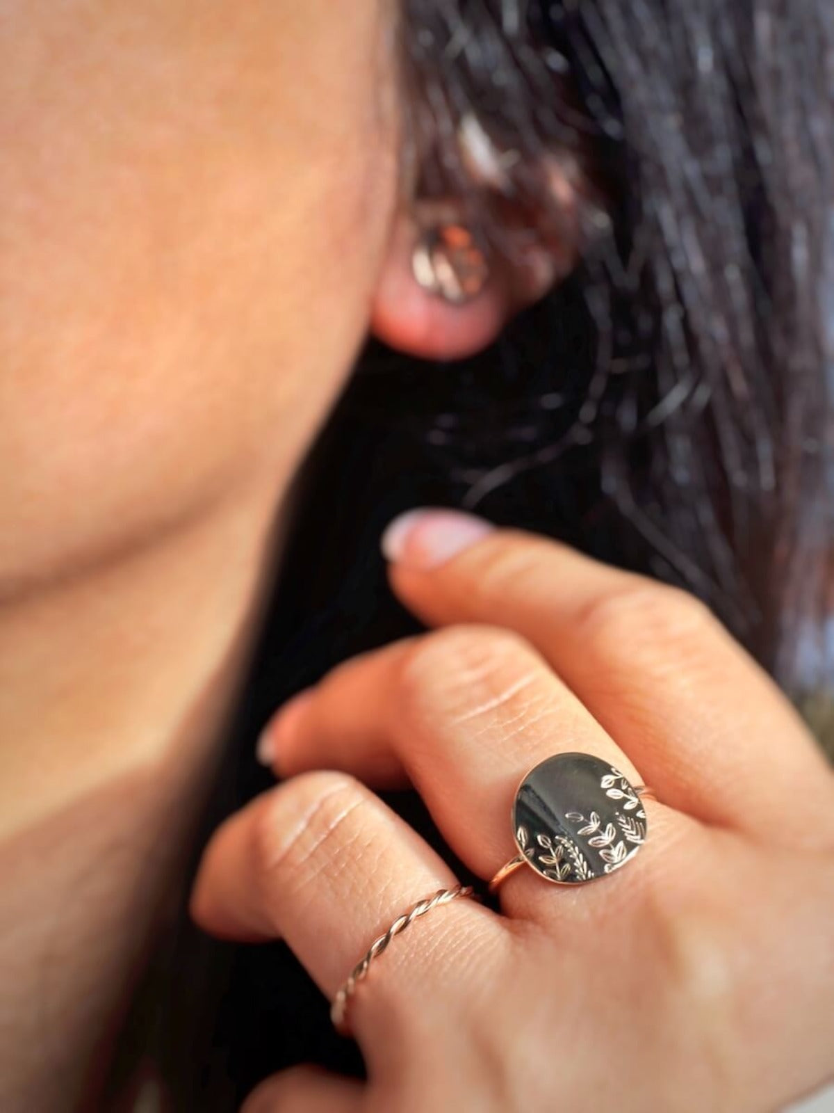 Julia - Floral Statement Disc Ring