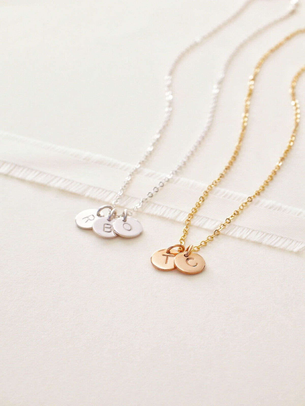 Sydney - Tiny Disc Initials Pendant Necklace