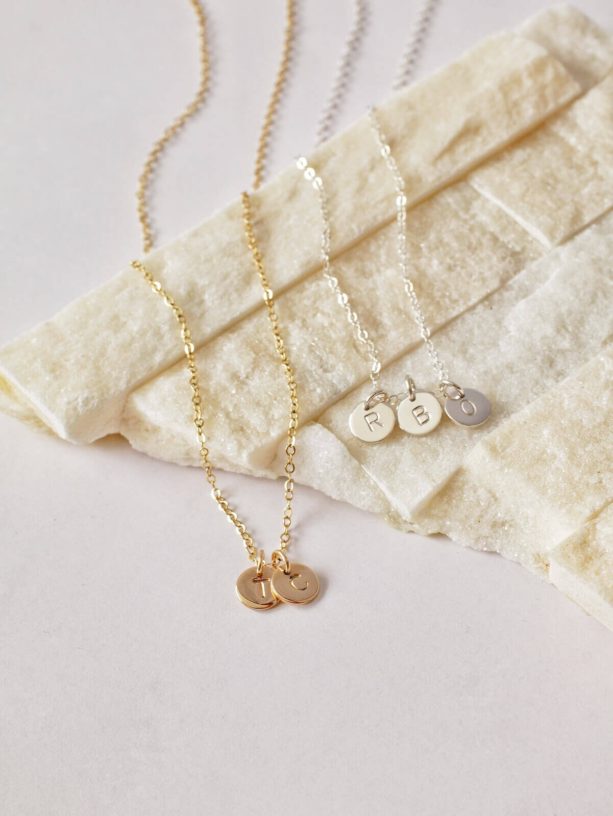 Sydney - Tiny Disc Initials Pendant Necklace