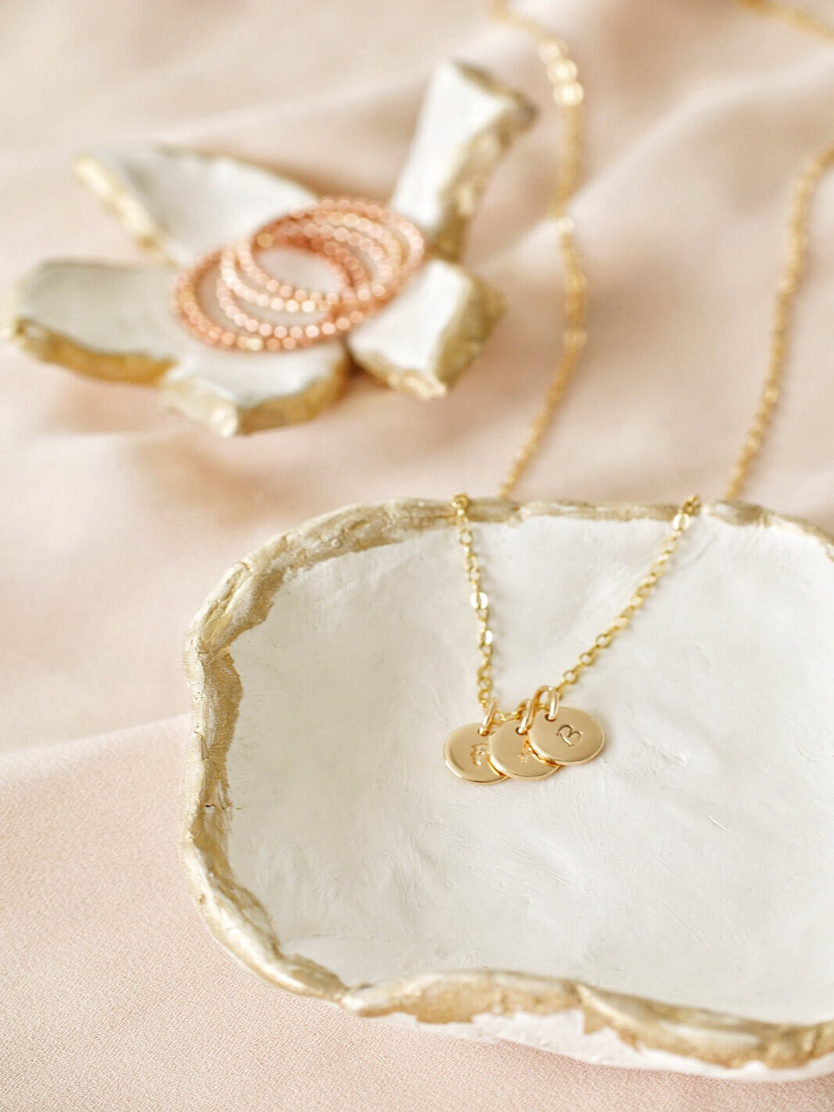 Sydney - Tiny Disc Initials Pendant Necklace
