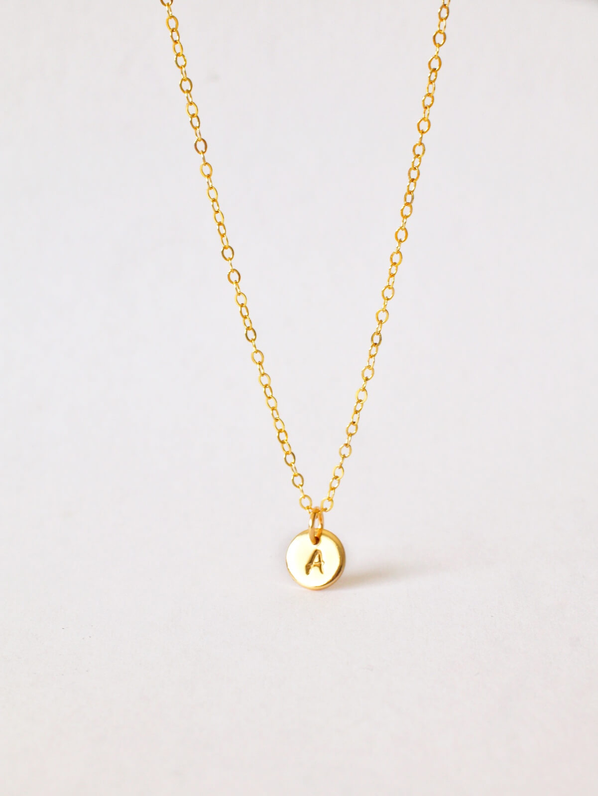 Sydney - Tiny Disc Initials Pendant Necklace