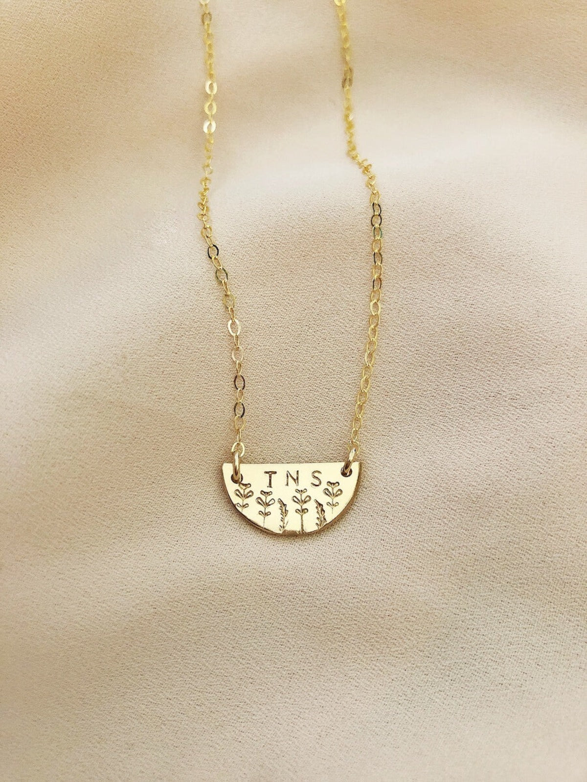 Floral Luna - Half Circle Disc Pendant Necklace