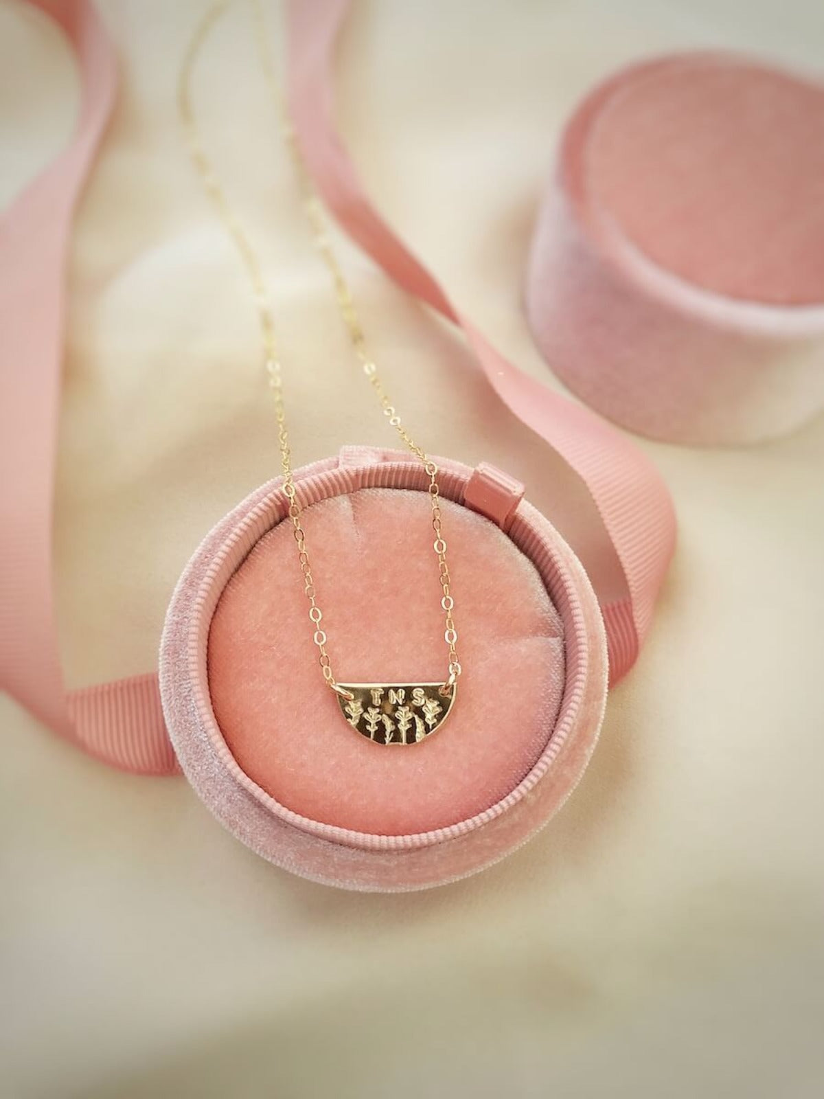 Floral Luna - Half Circle Disc Pendant Necklace