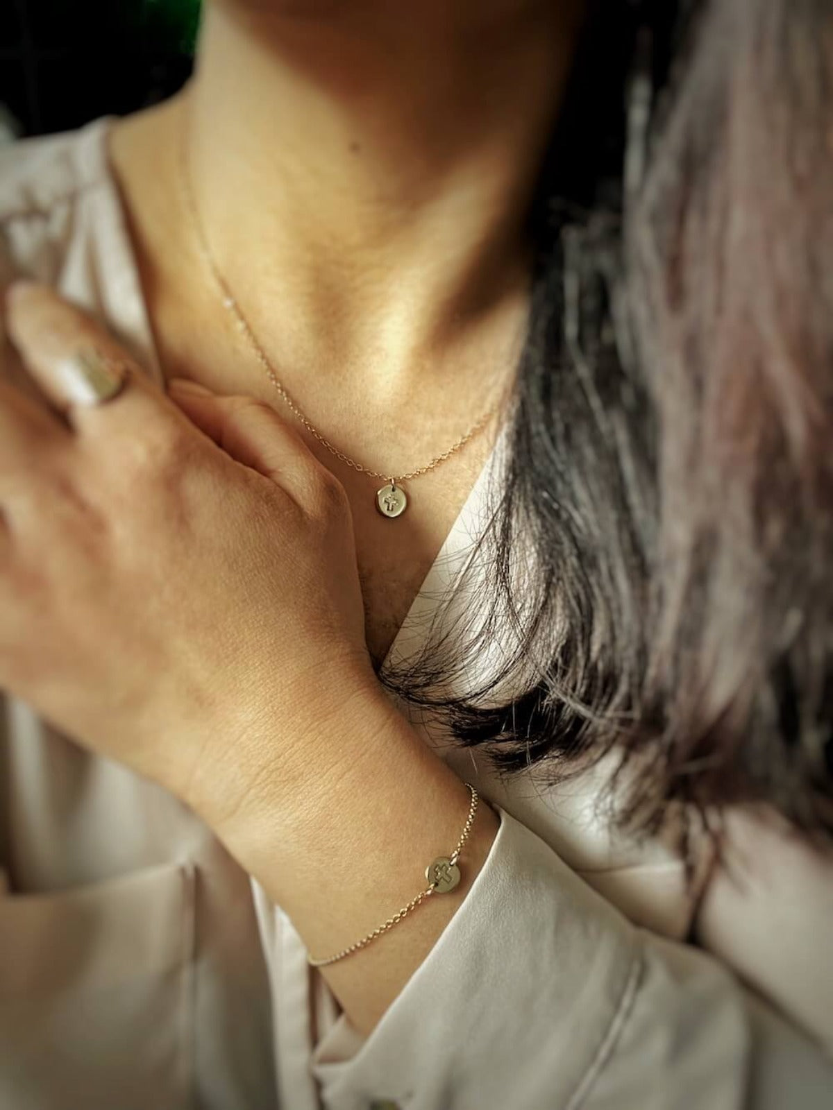 Cross - Round Pendant Necklace