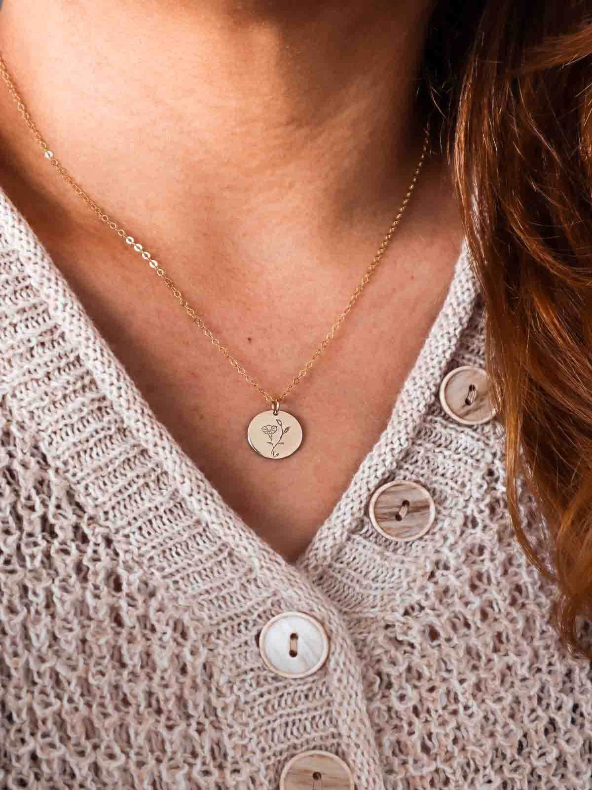 Classic Birth Flower Necklace - More Flower Options