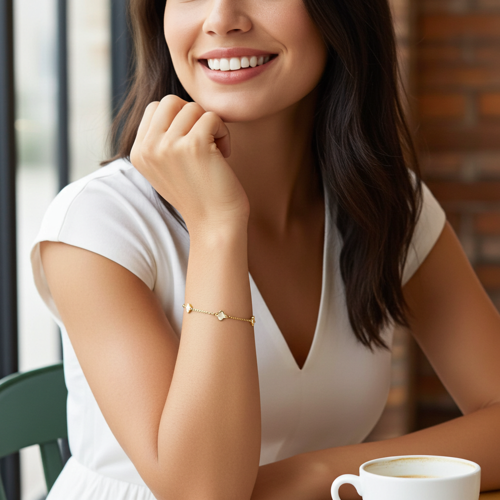 4 Leaf Clover Bracelet - Dainty and Minimal