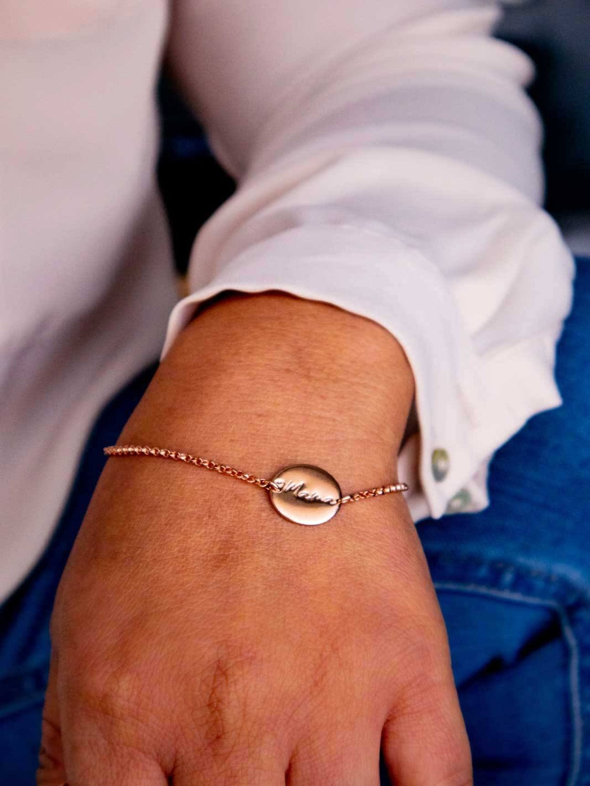 mama motherhood bracelet gold on wrist