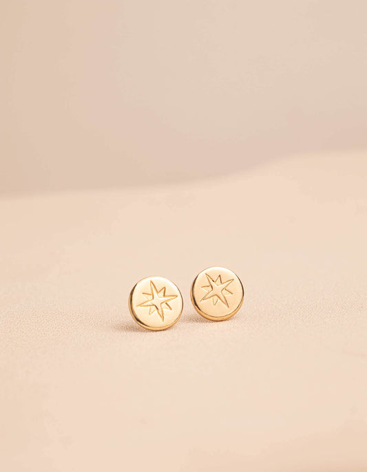 North Star Disc Stud Earrings