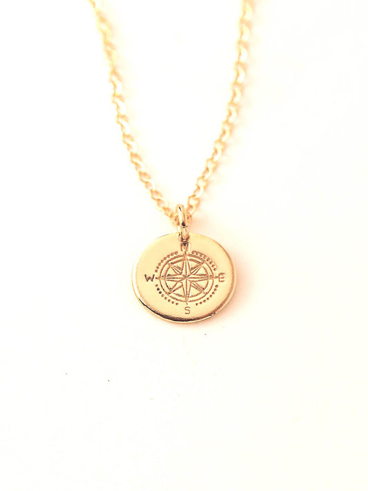 compass pendant necklace in gold