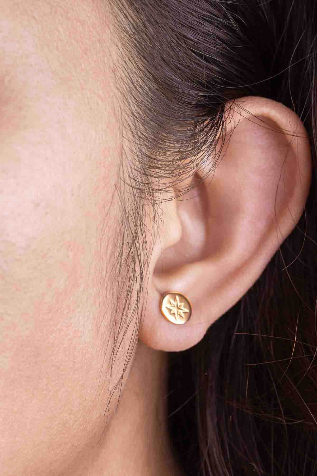 North Star Disc Stud Earrings