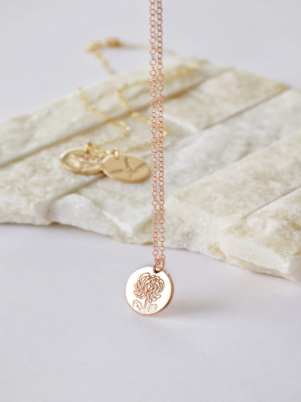 Birth Flower Necklace November Chrysanthemum Runaway Rosy