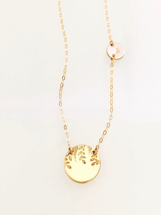 Floral Ada Necklace - Dainty Double Disc
