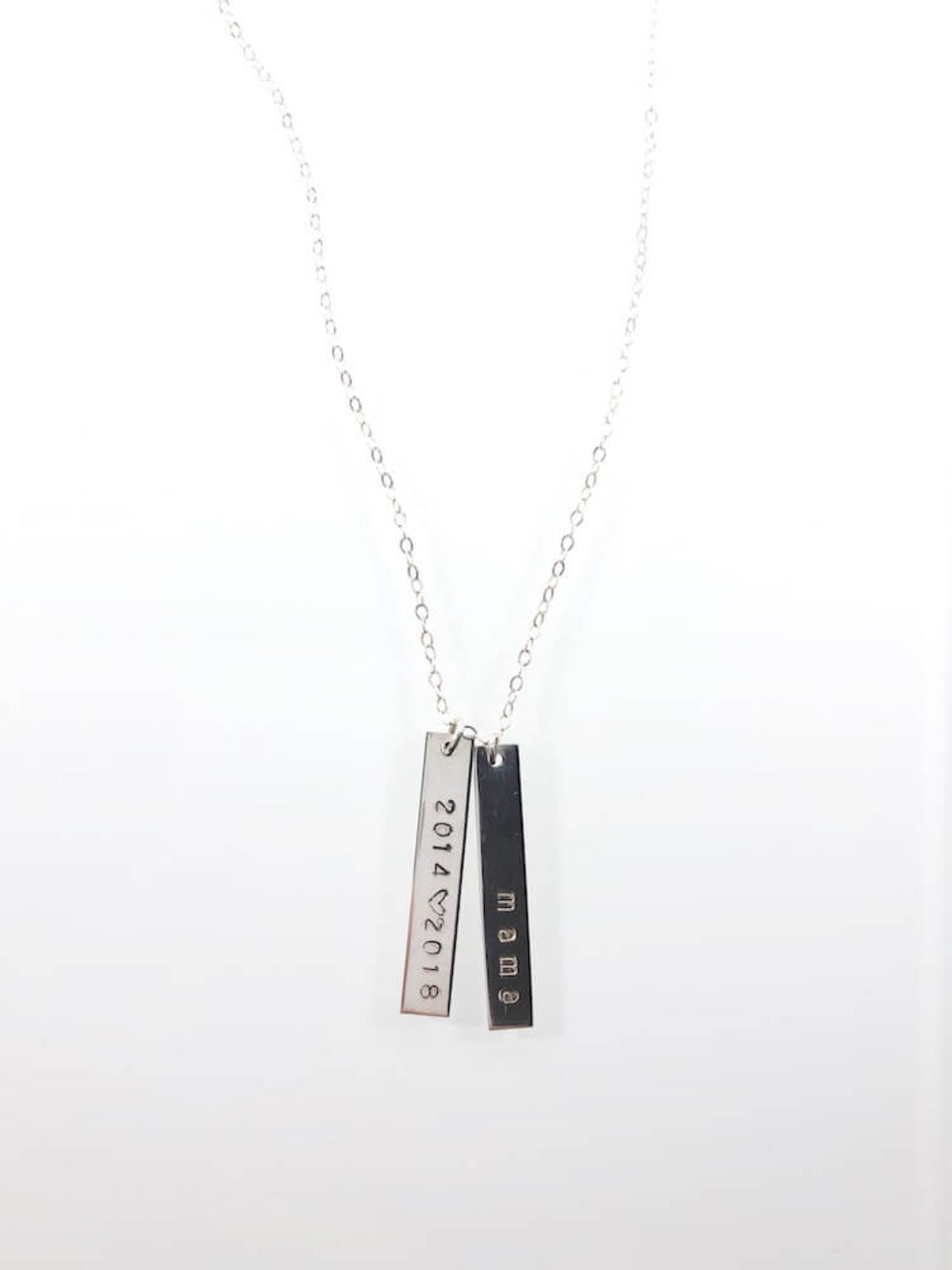 Double Vertical Bar Sterling Silver Personalised Necklace